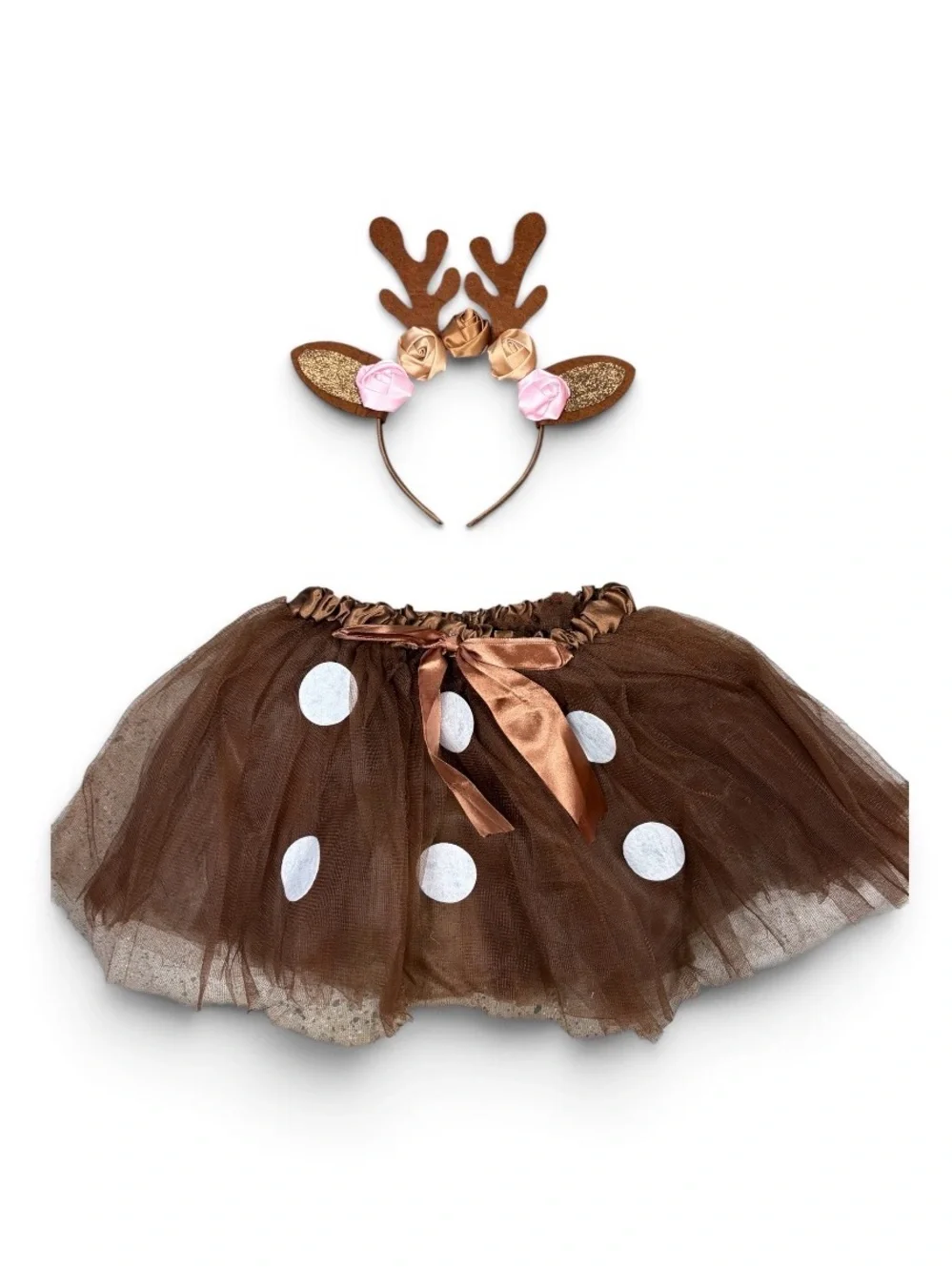 Children's Brown Reindeer Tutu Costume with Antler Headband